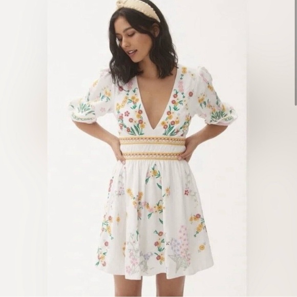 Anthropologie Dresses & Skirts - Anthropologie - Deep V Embroidered Dress
